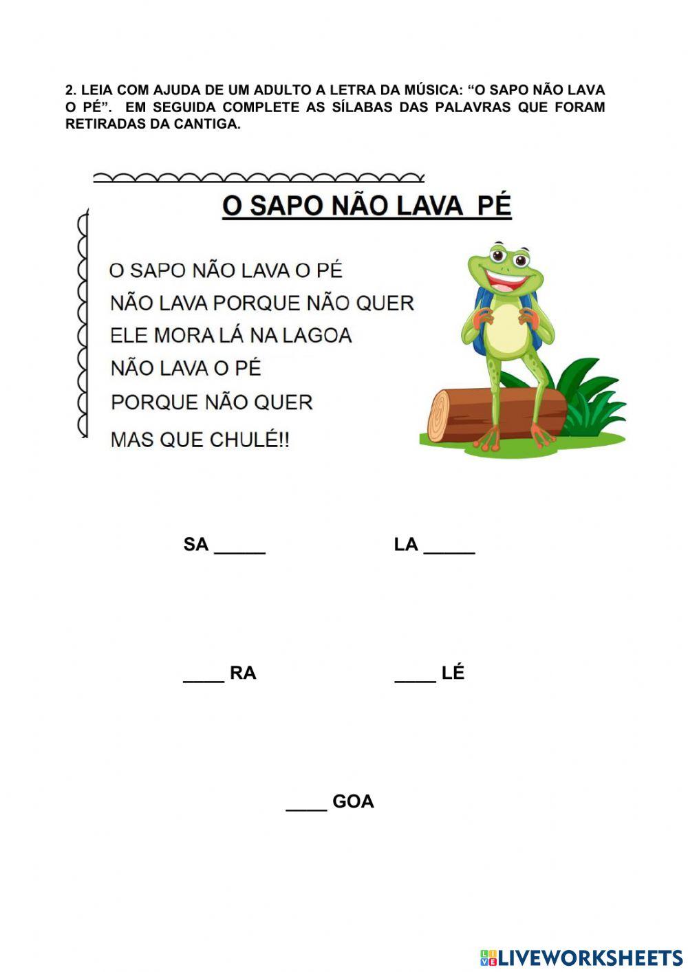 Completar as palavras com as sílabas