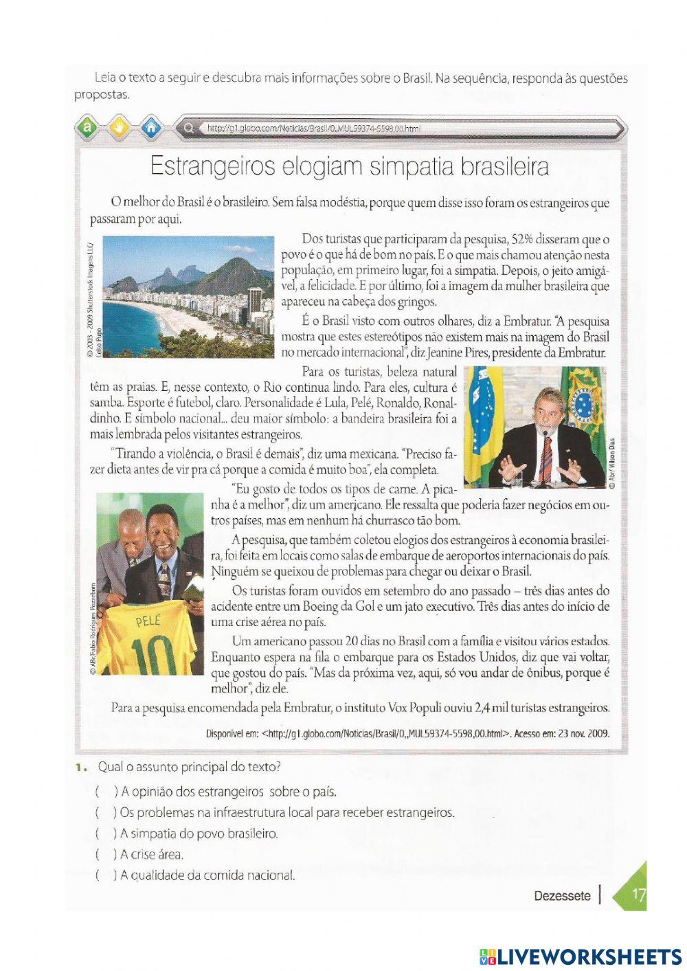 Texto com interpretação