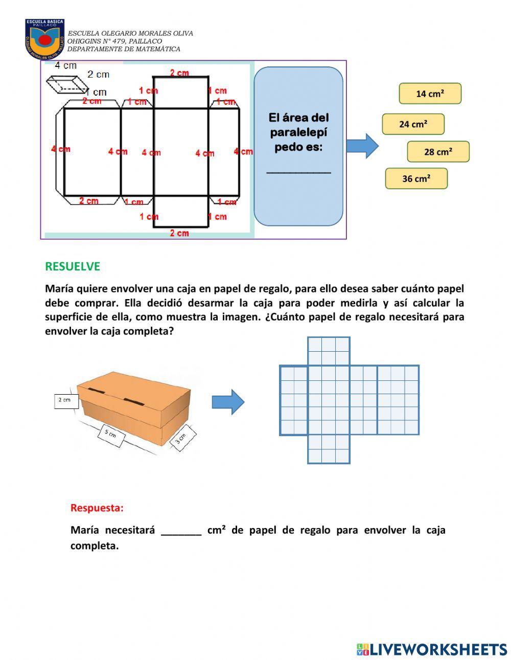 Área de cubos y paralelepípedos