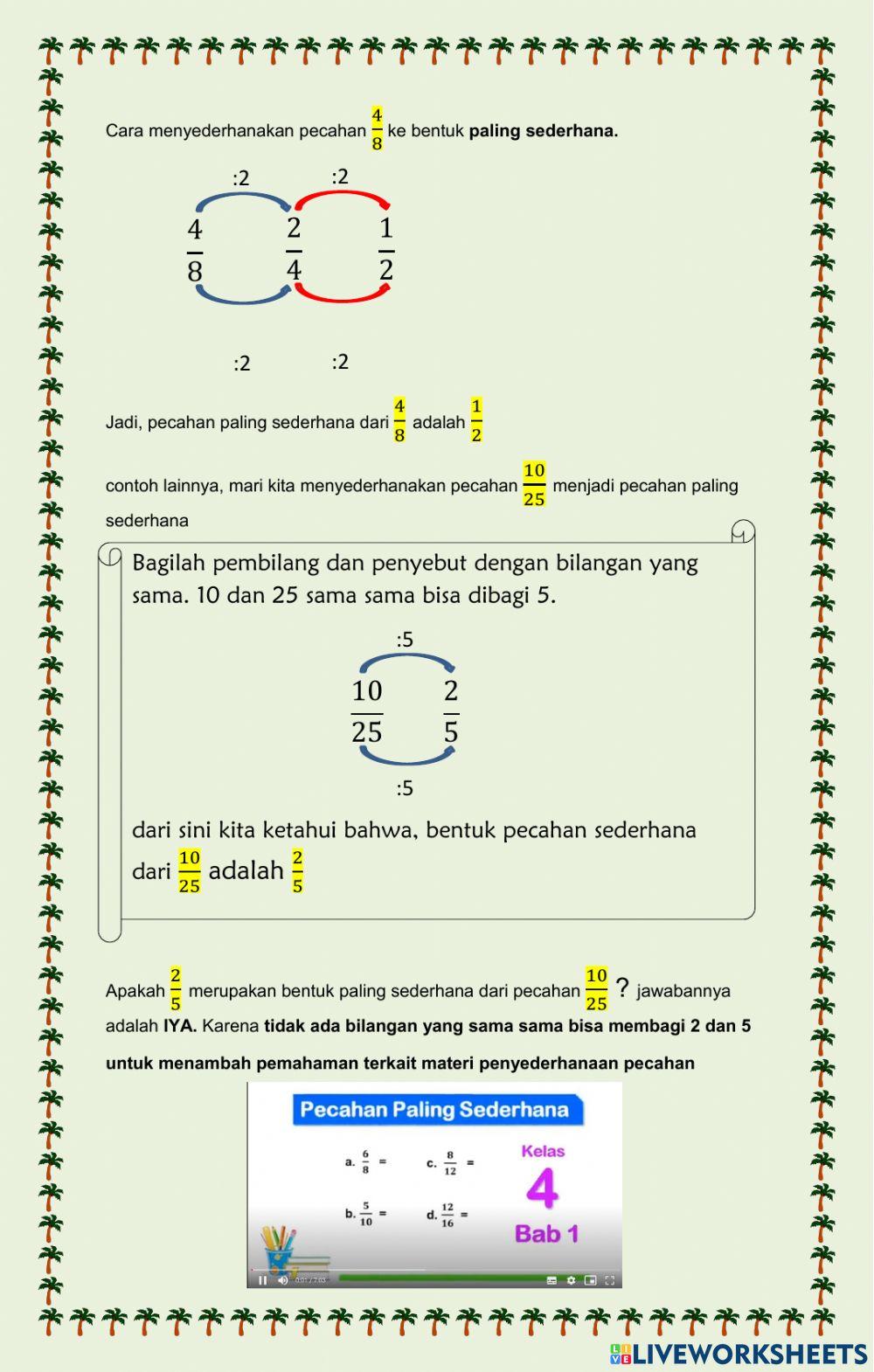 Menyederhanakan Pecahan