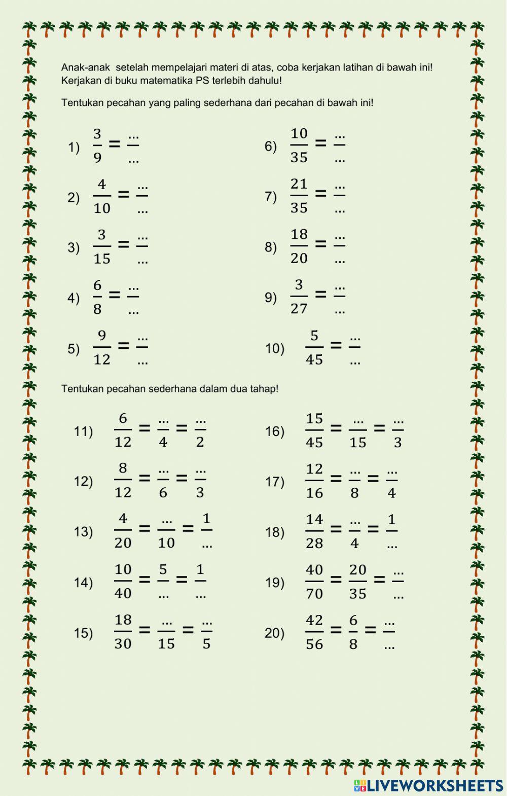 Menyederhanakan Pecahan