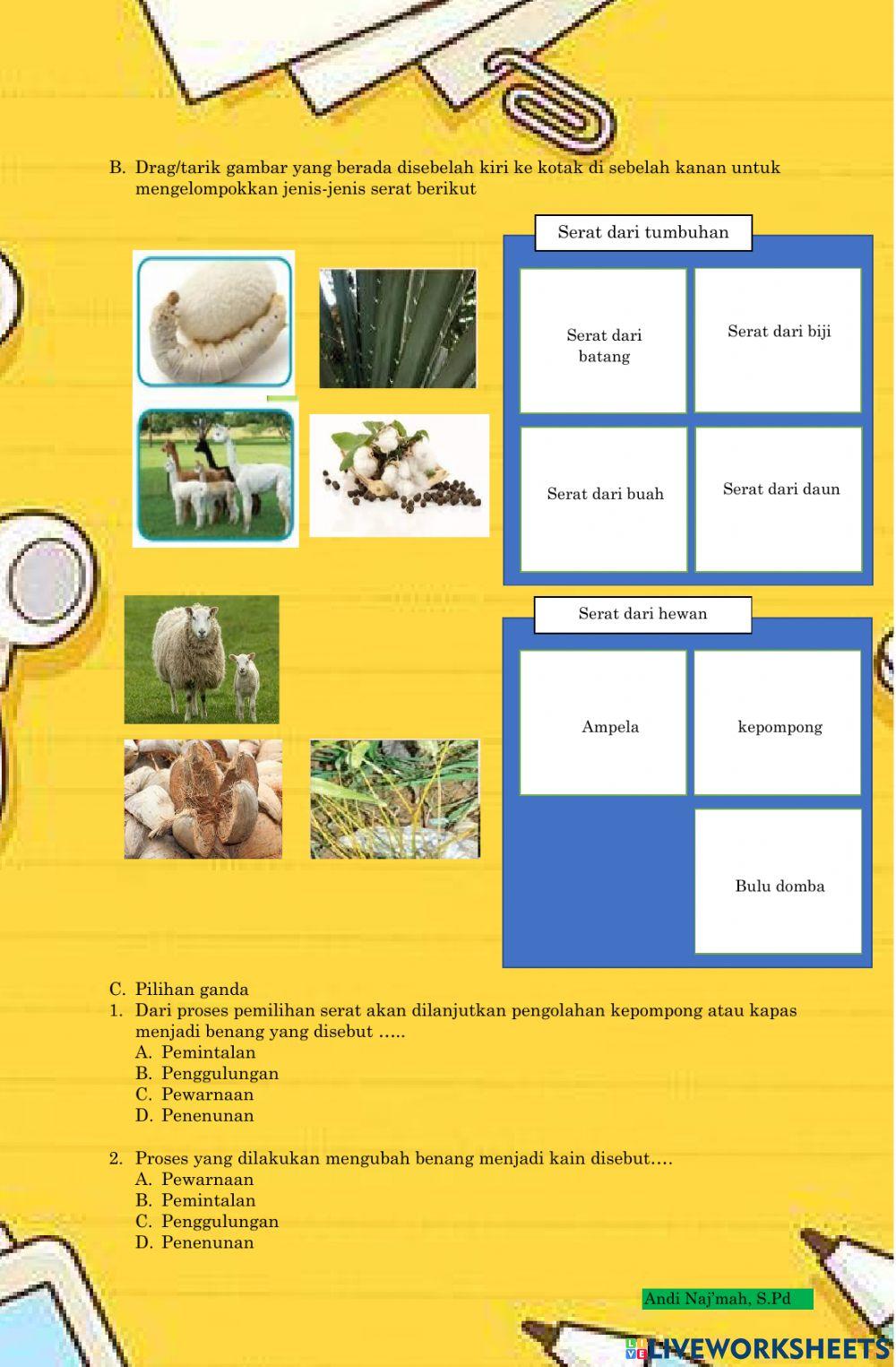 Bahan Serat, Prakarya Kelas 7 SMP