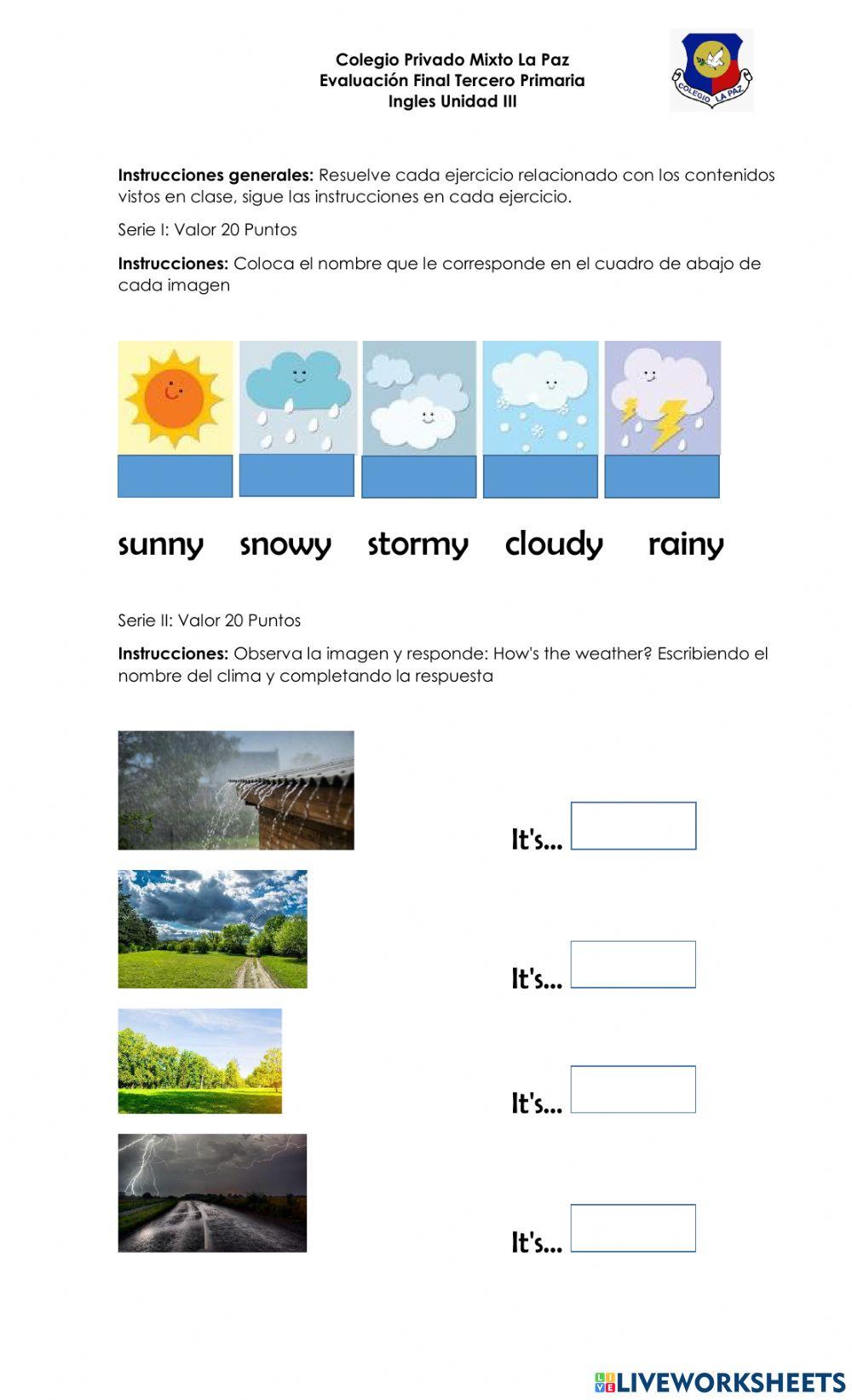 Evaluacion Tercero Primaria