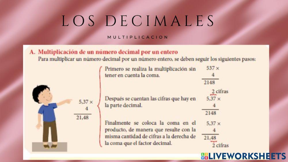 Multiplicación de decimales