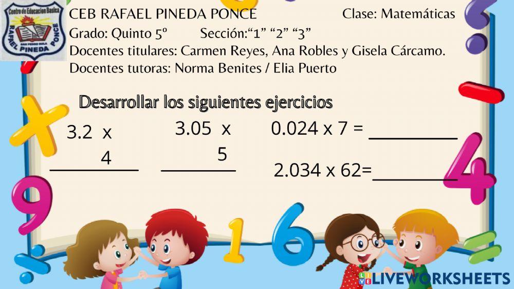 Multiplicación de decimales