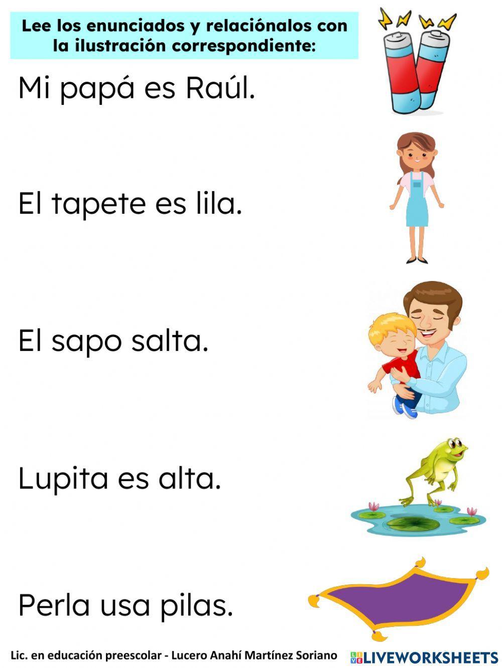Lectura de enunciados (m, s, t, l, r, p) worksheet Live Worksheets