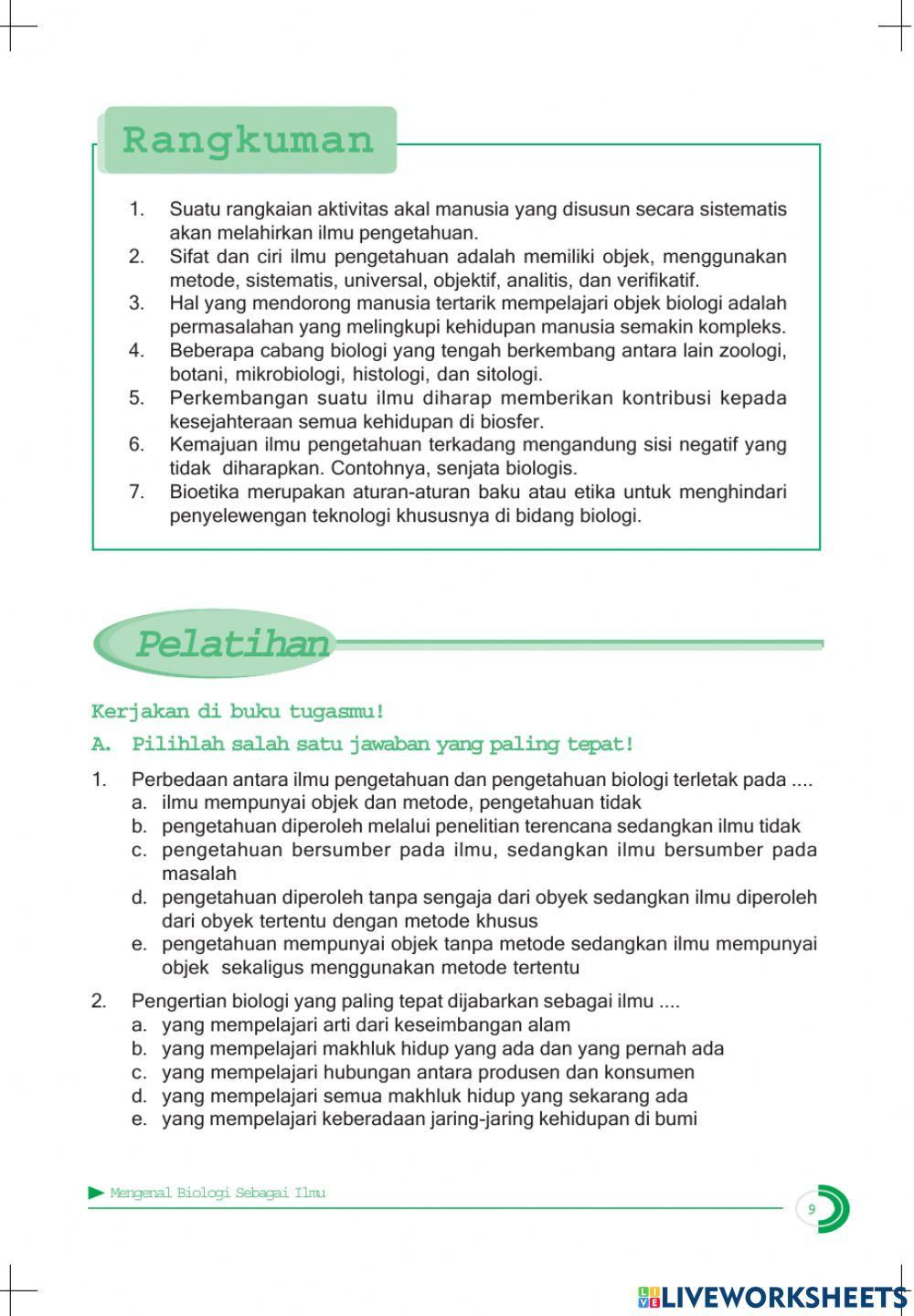 UH BAB 1 BIOLOGI Kelas x