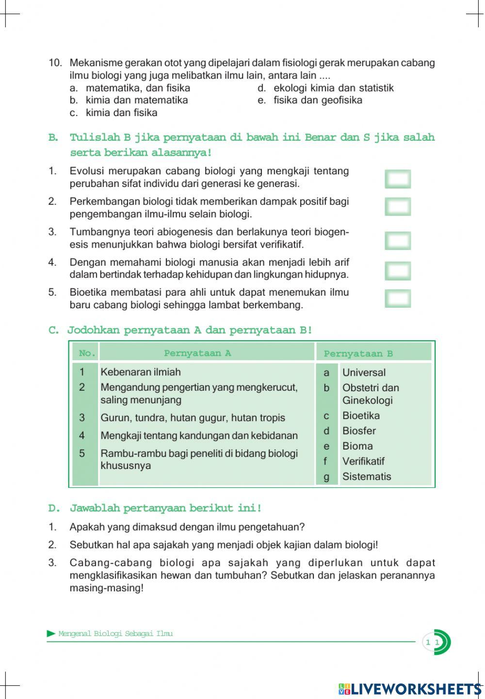 UH BAB 1 BIOLOGI Kelas x