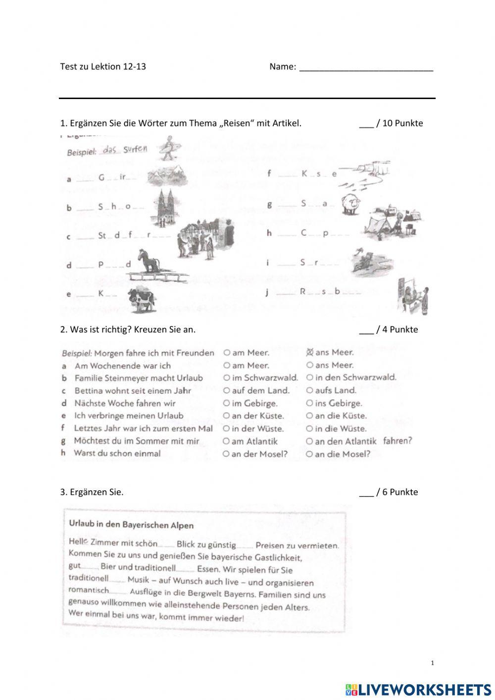 Test Lektion 1213 online exercise for Live Worksheets