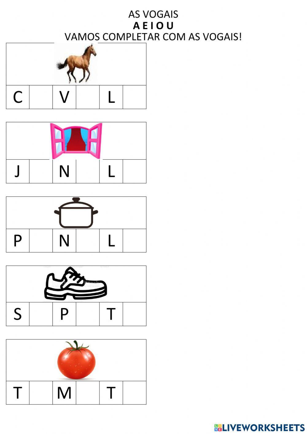 Complete com as vogais