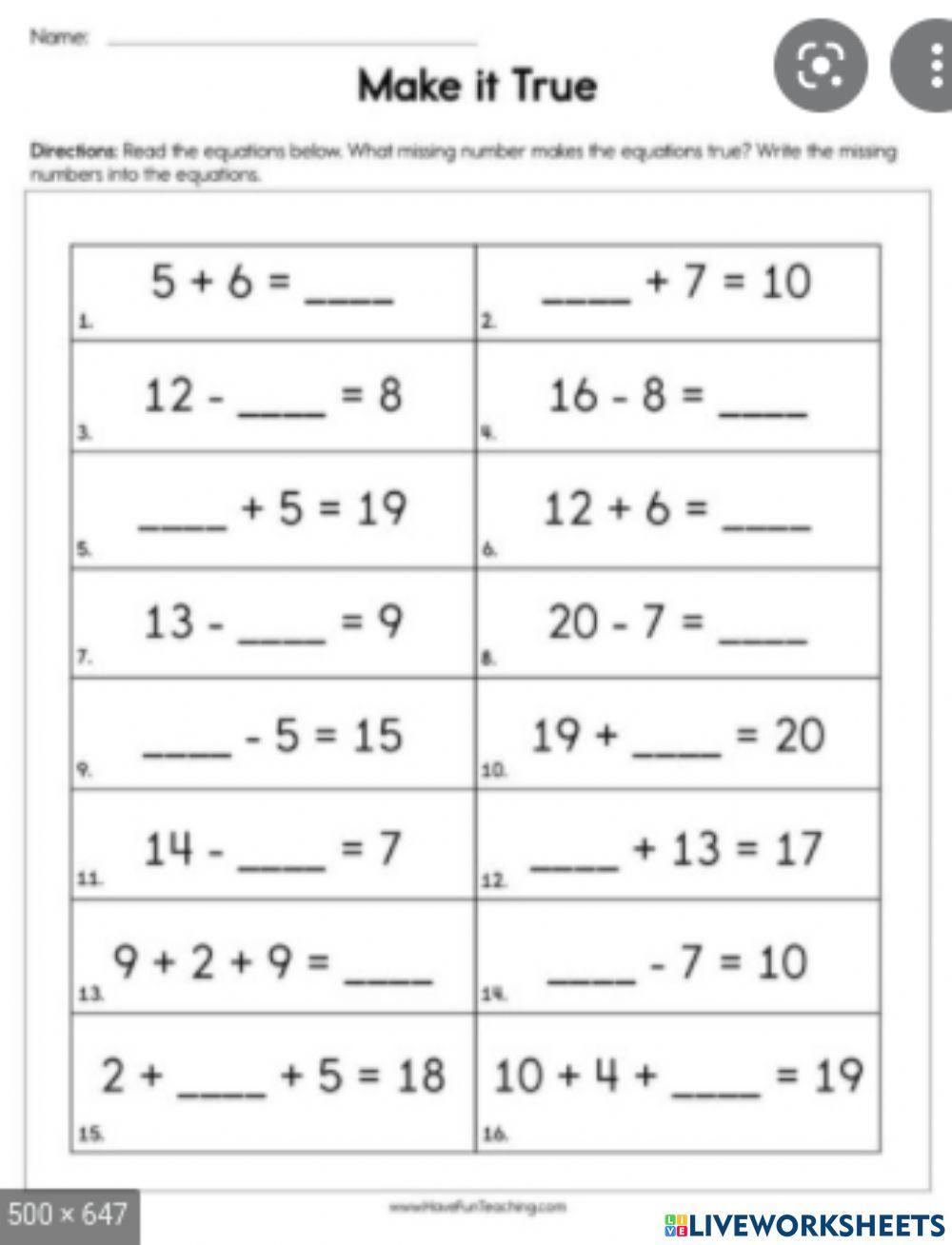 Addition and Substraction Worksheet for Kids Ages 4-7