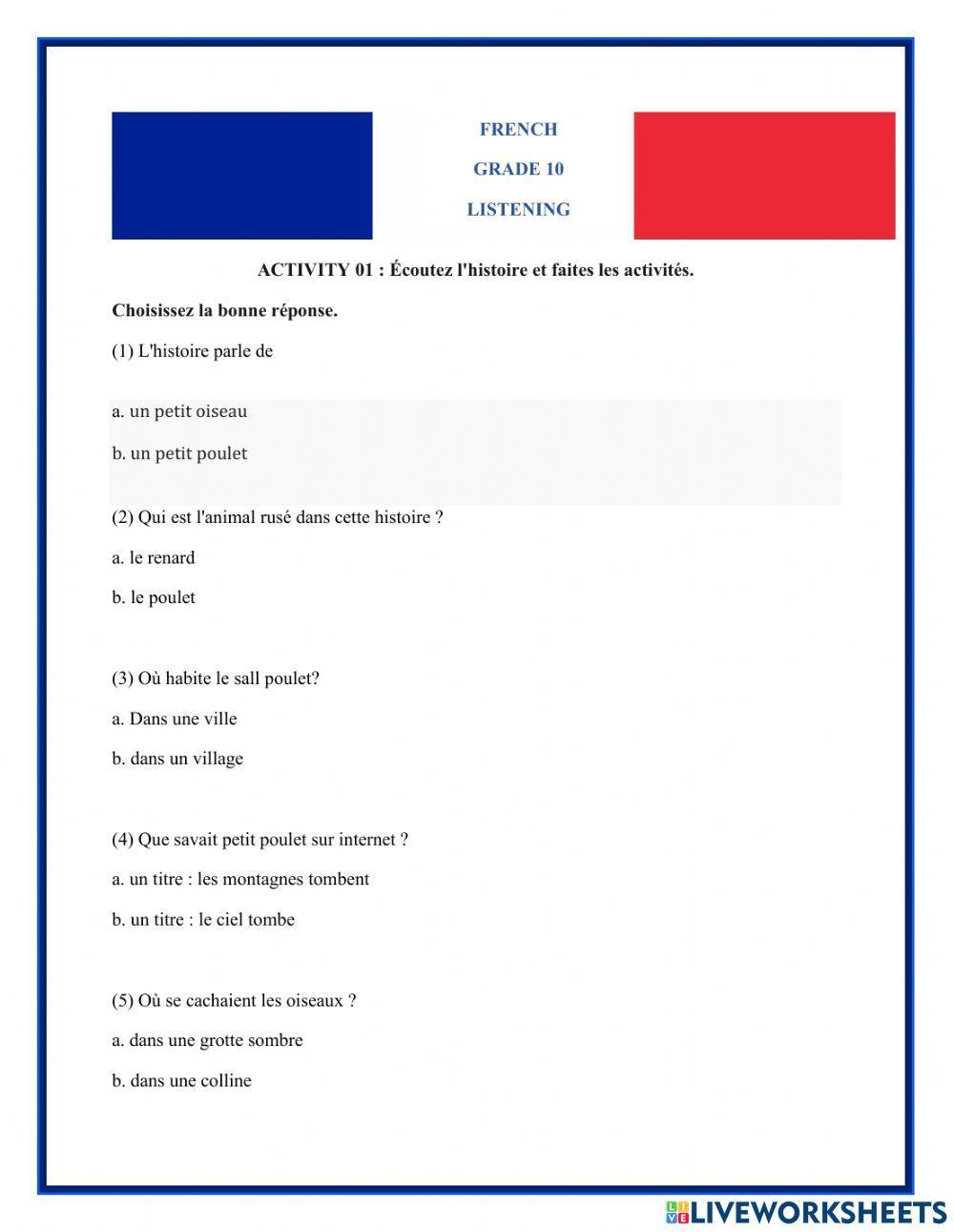new french listening activity