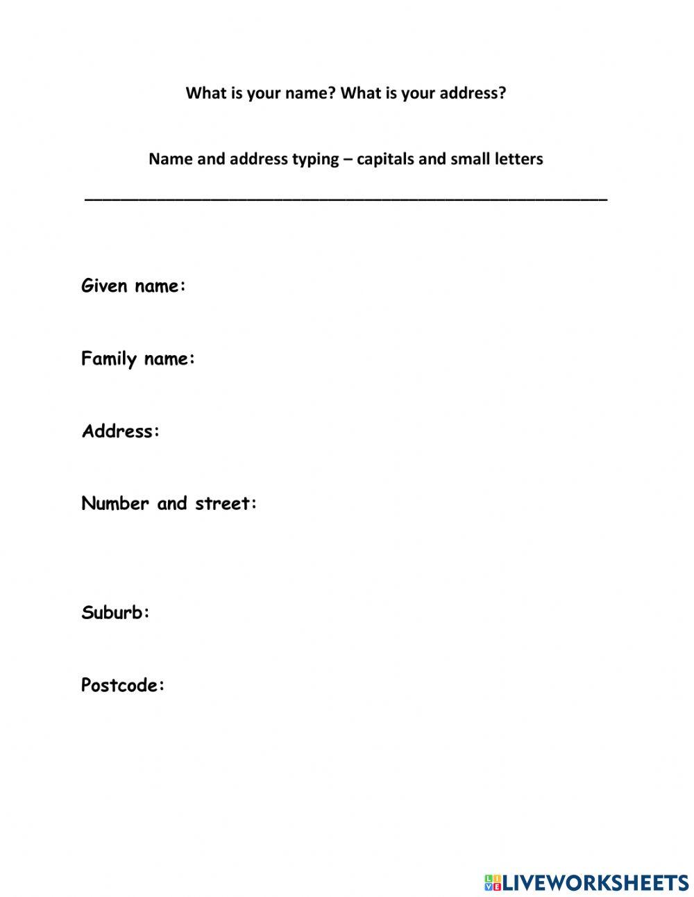 Name and address typing