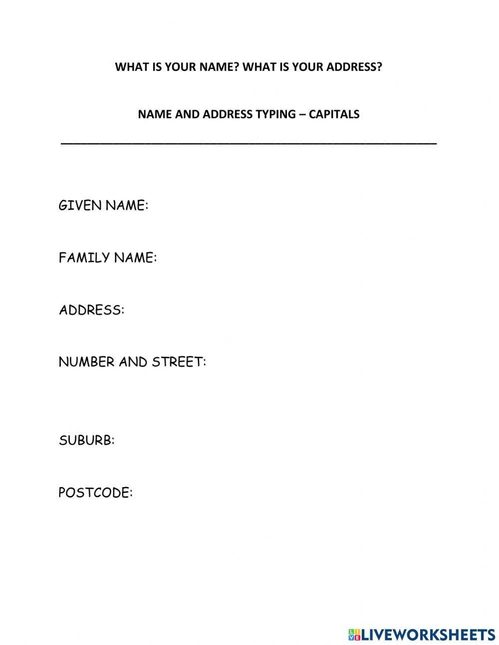 Name and address typing