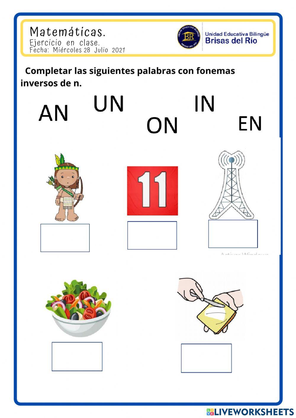 Sílabas inversas de n