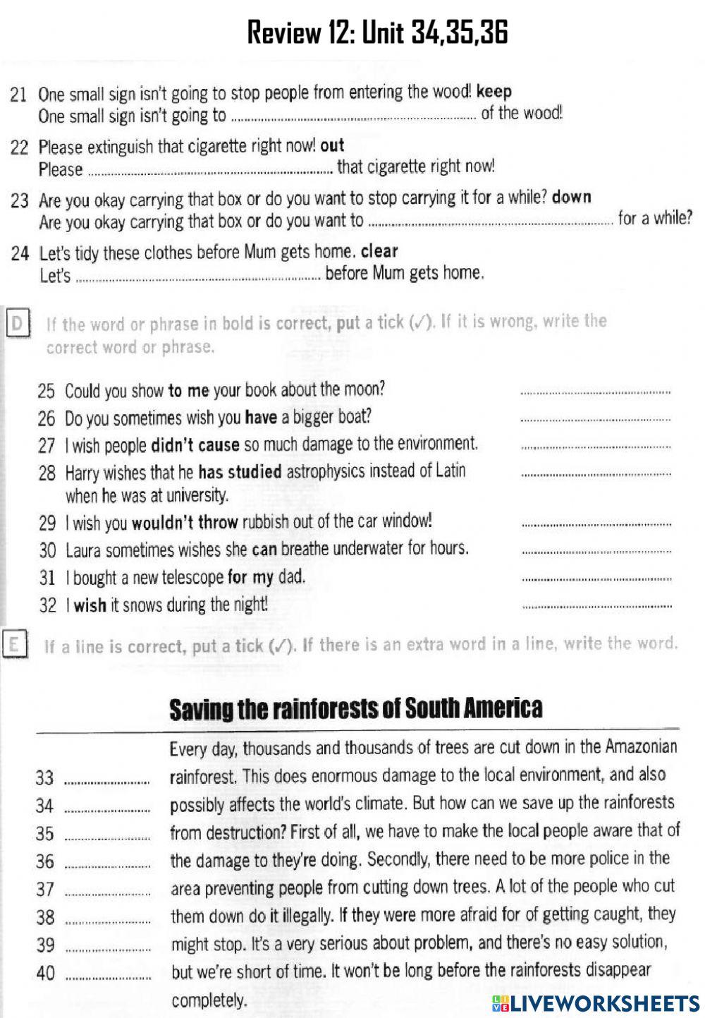 Destination b1 review 12 worksheet live worksheets
