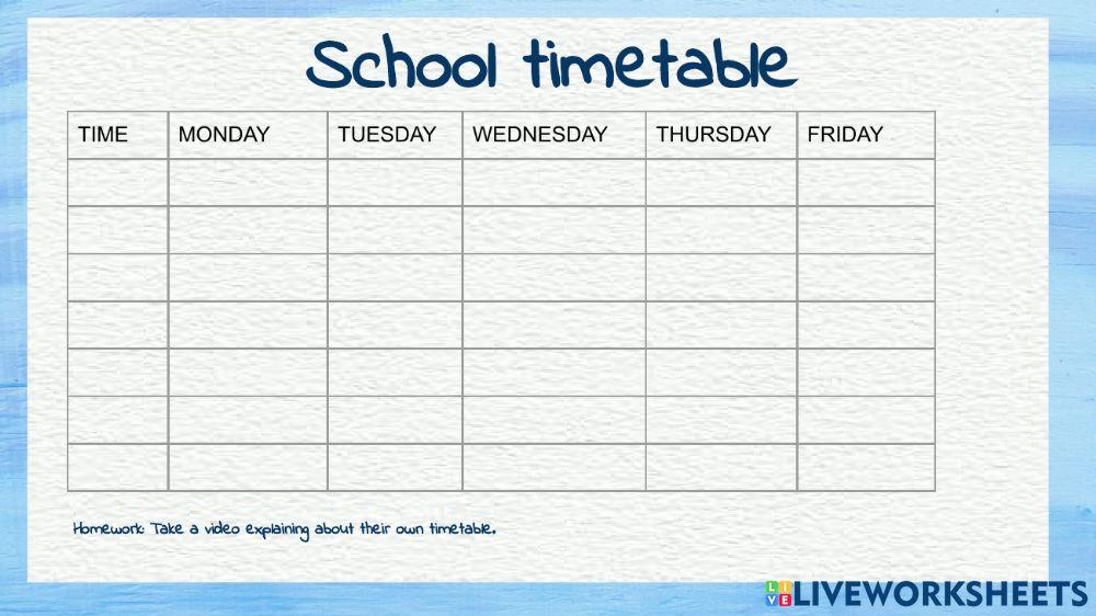 G5 School time table