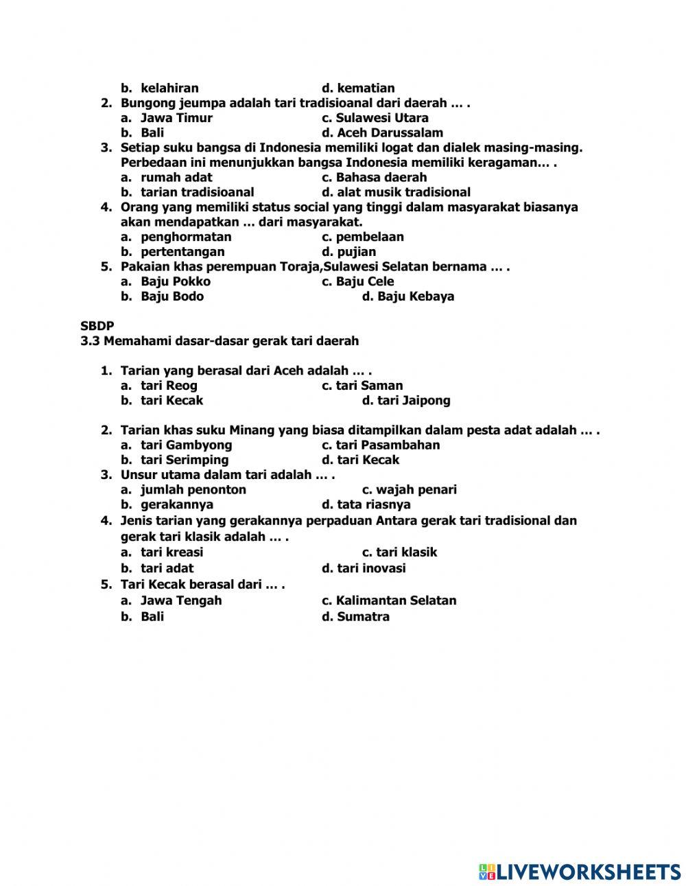 Penilaian akhir tema 1 subtema 1 kelas 4