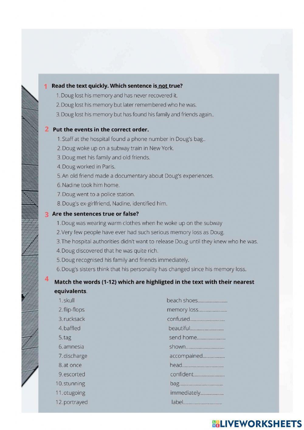 Reading comprehension