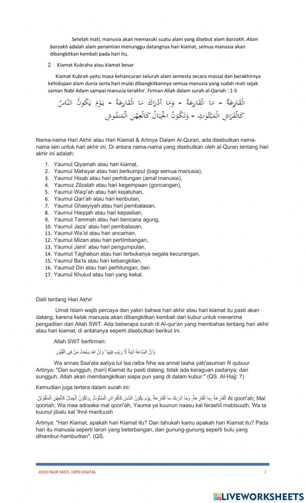 Iman kepada hari kiamat