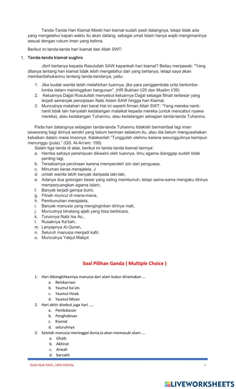 Iman kepada hari kiamat