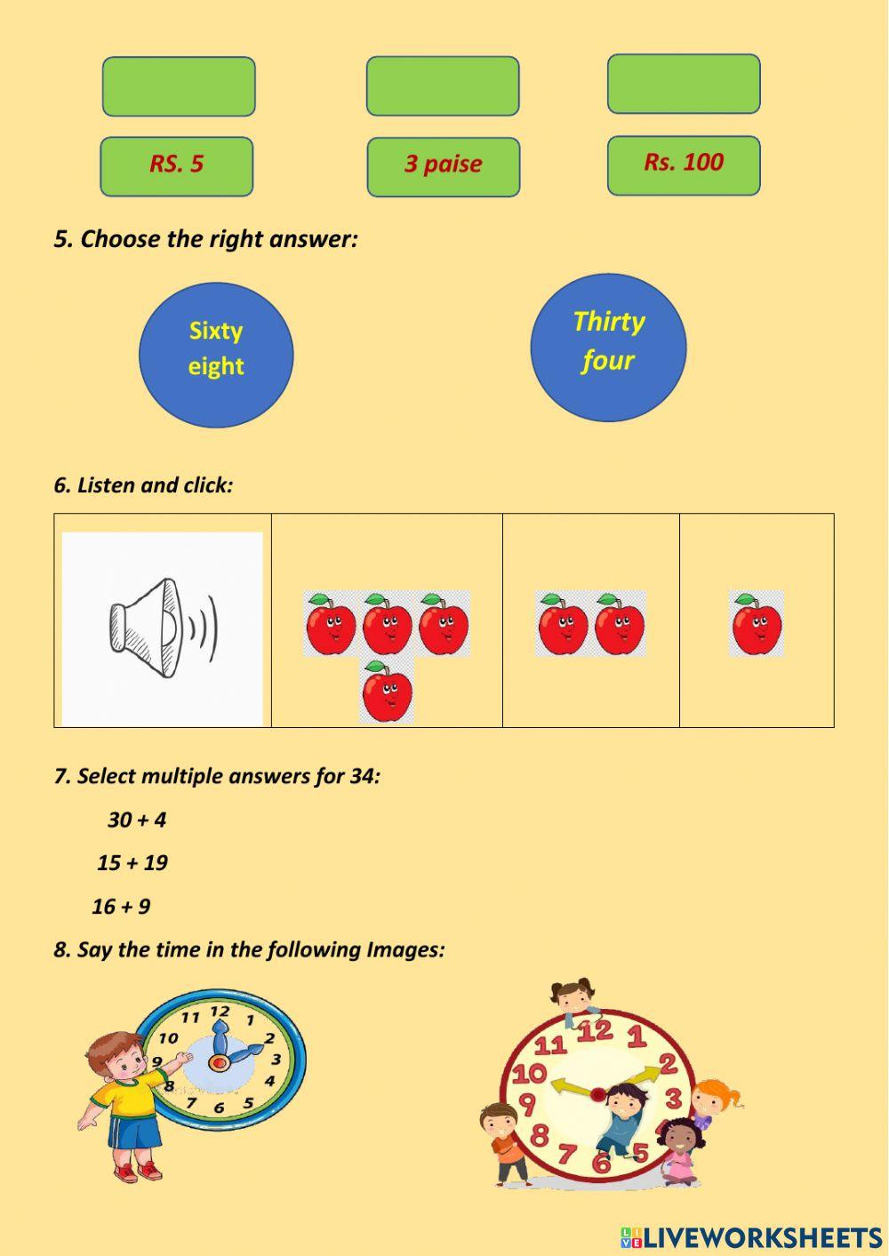 1206011 | Math grade III worksheet | Simerpreet