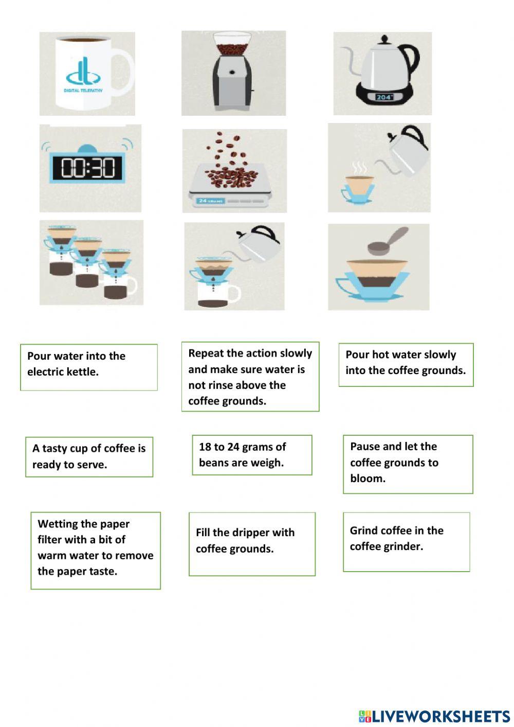Steps in making perfect cup of coffee