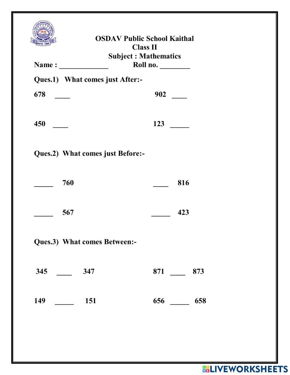 1206008 | Maths | RajniMadaan | LiveWorksheets