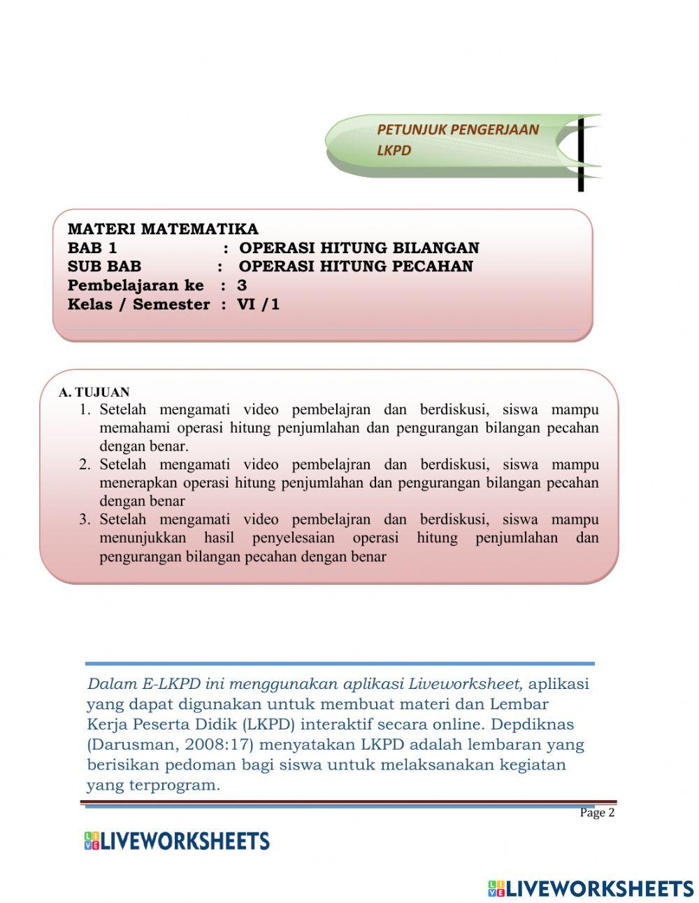 Operasi Hitung Pecahan