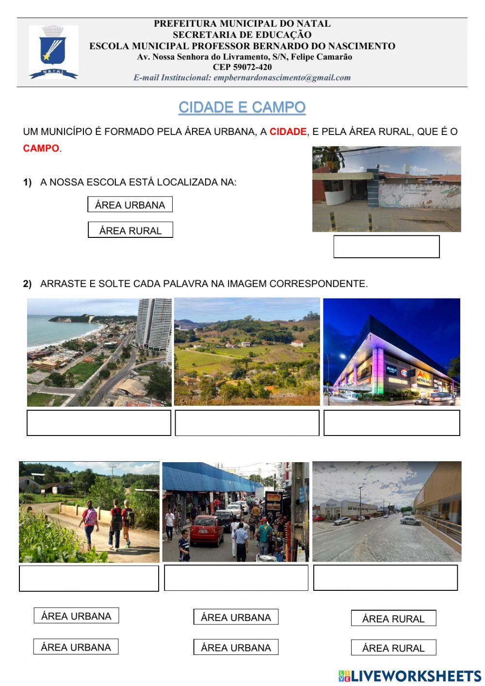 Área urbana e área rural