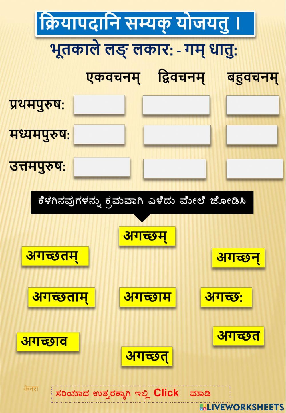 भूतकाले लङ् लकारस्य अभ्यास: