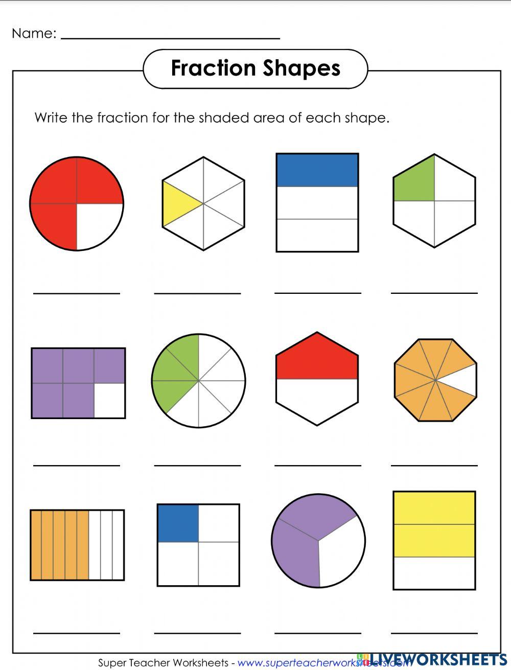 Shaded Fractions online exercise for Live Worksheets