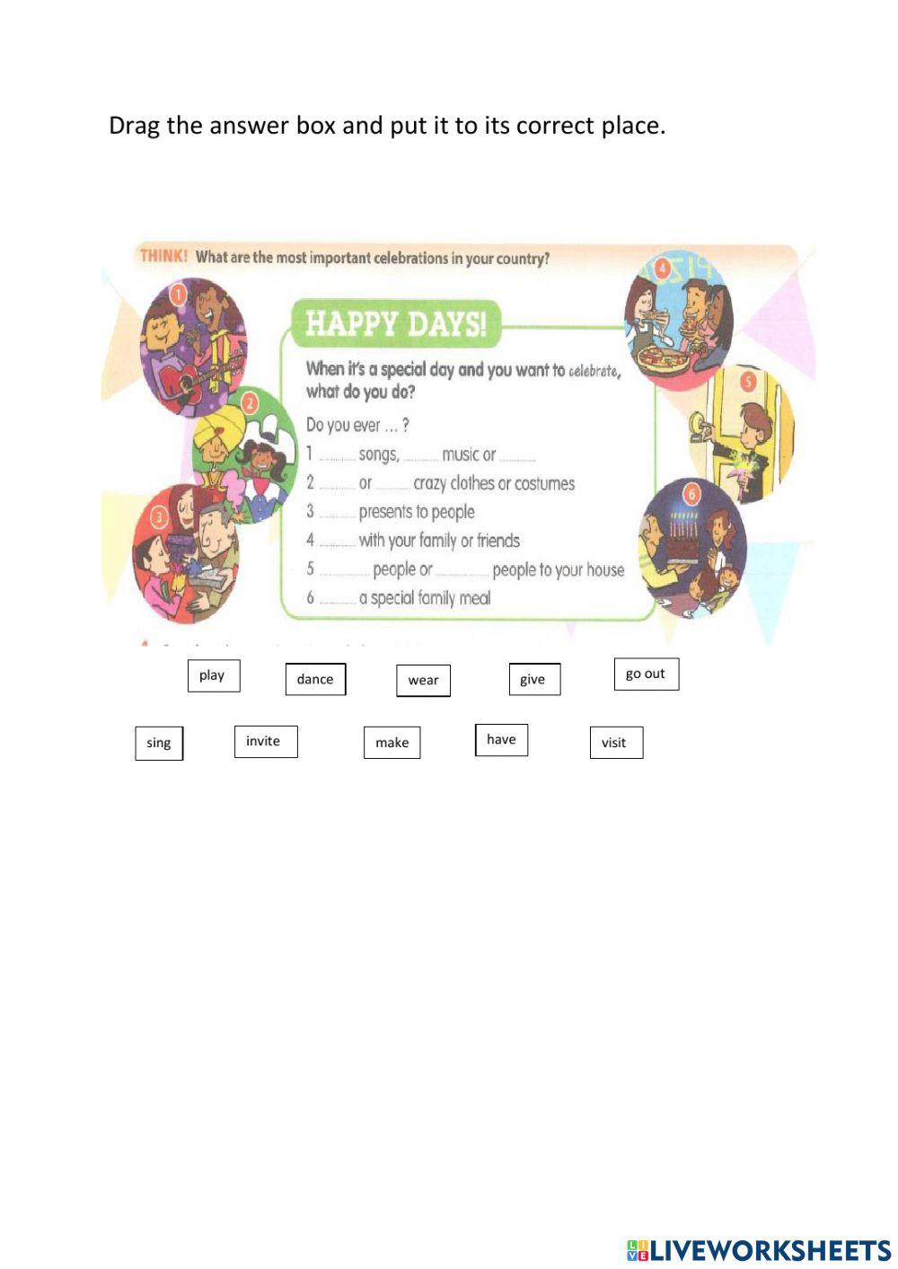 Happy days Year 5 activity