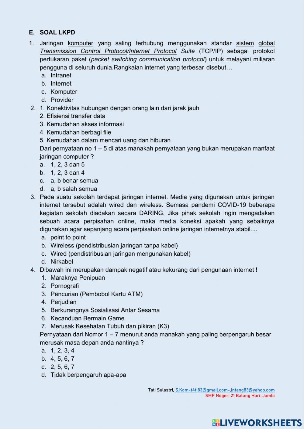 LKPD Jaringan Komputer dan Internet