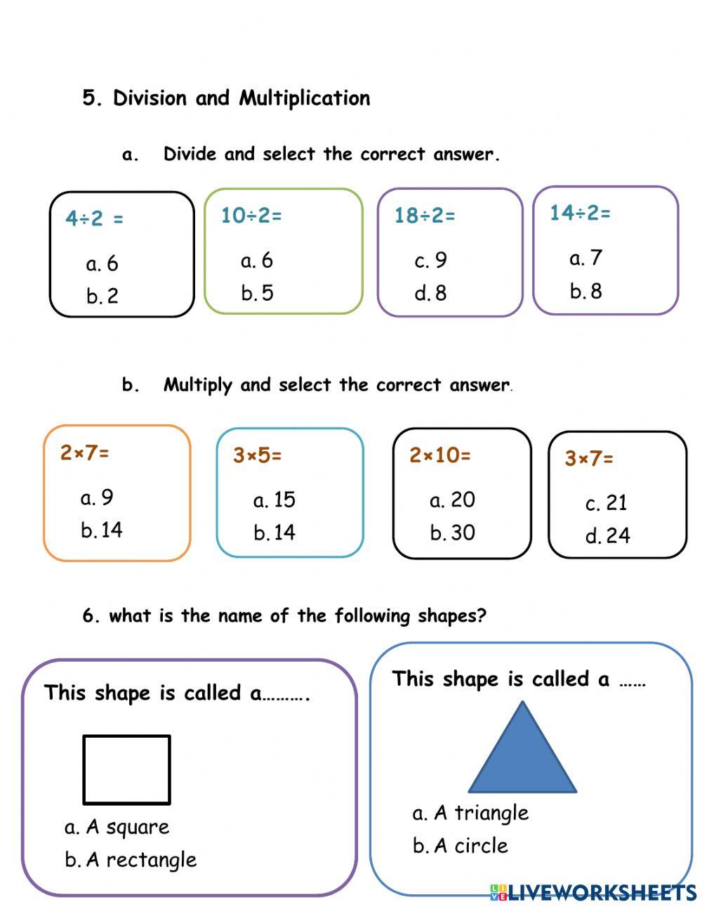 Math online exercise for grade | Live Worksheets