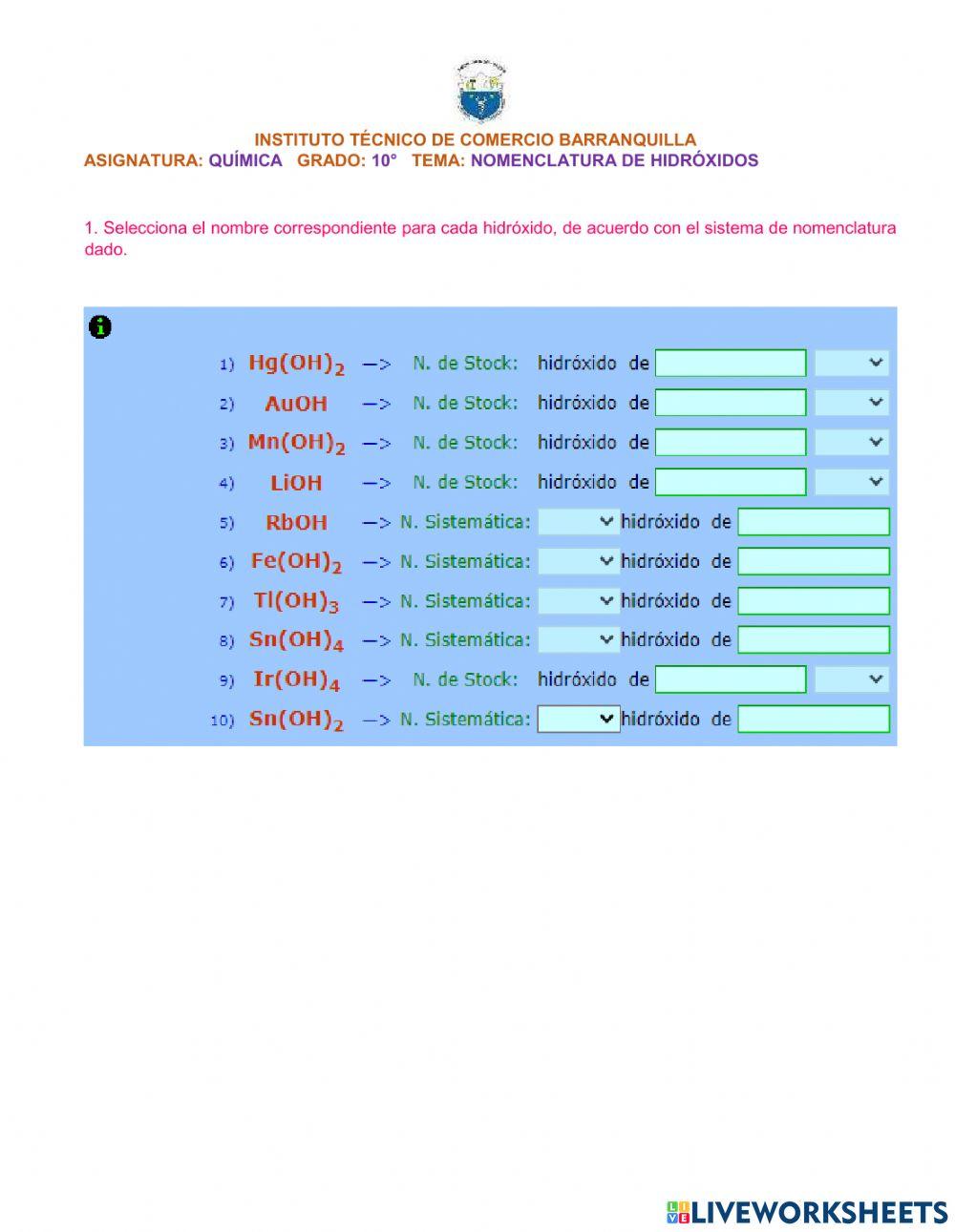 Nomenclatura de Química Inorgánica