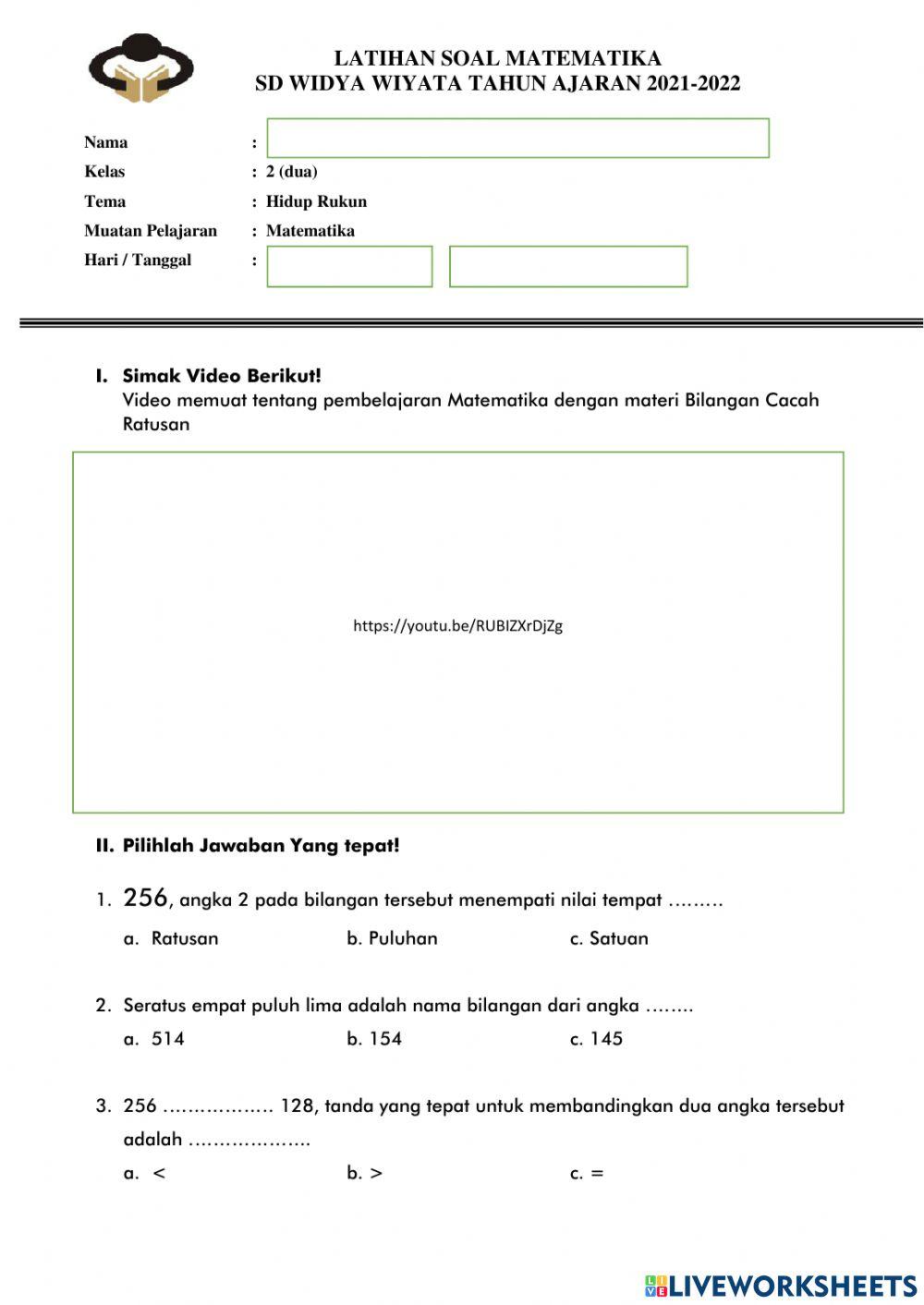 Soal Contoh Pelatihan LKPD 2021