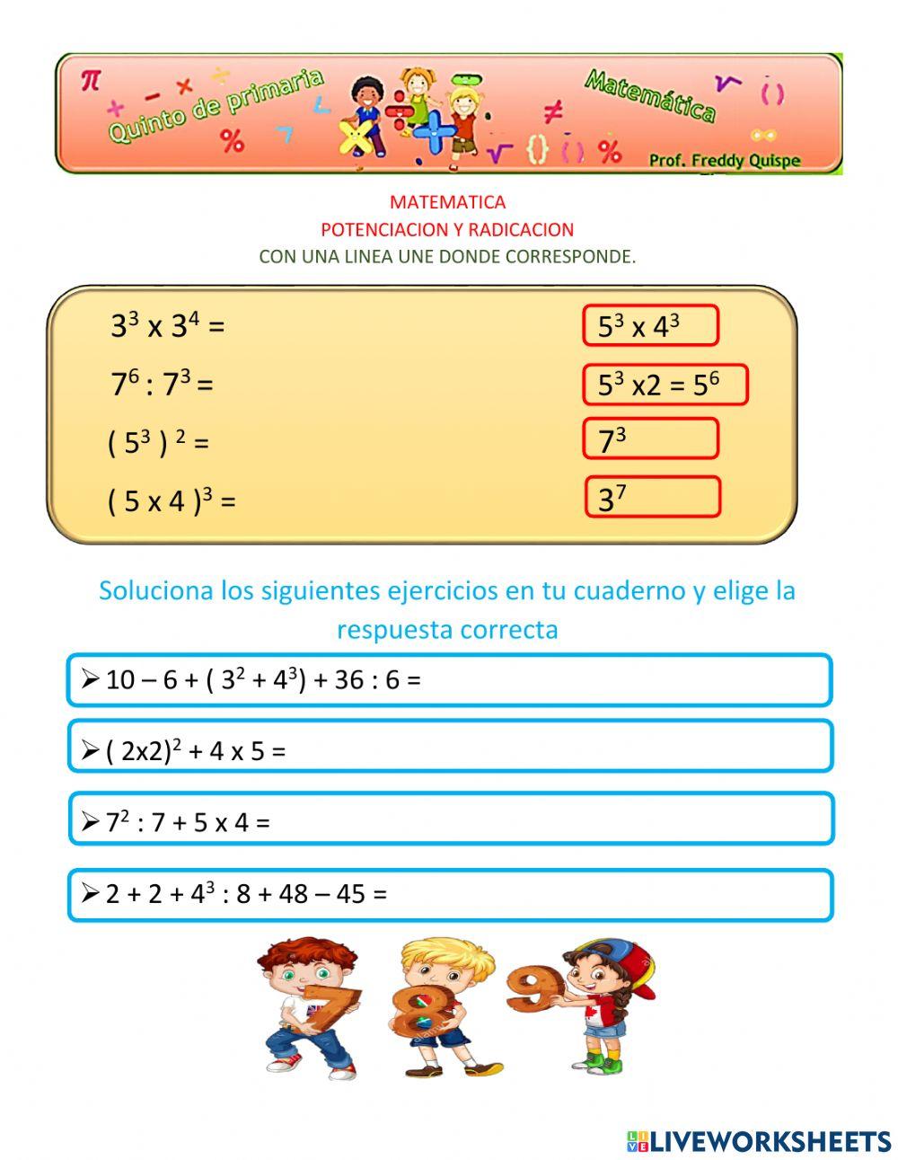 Potenciación y radicación