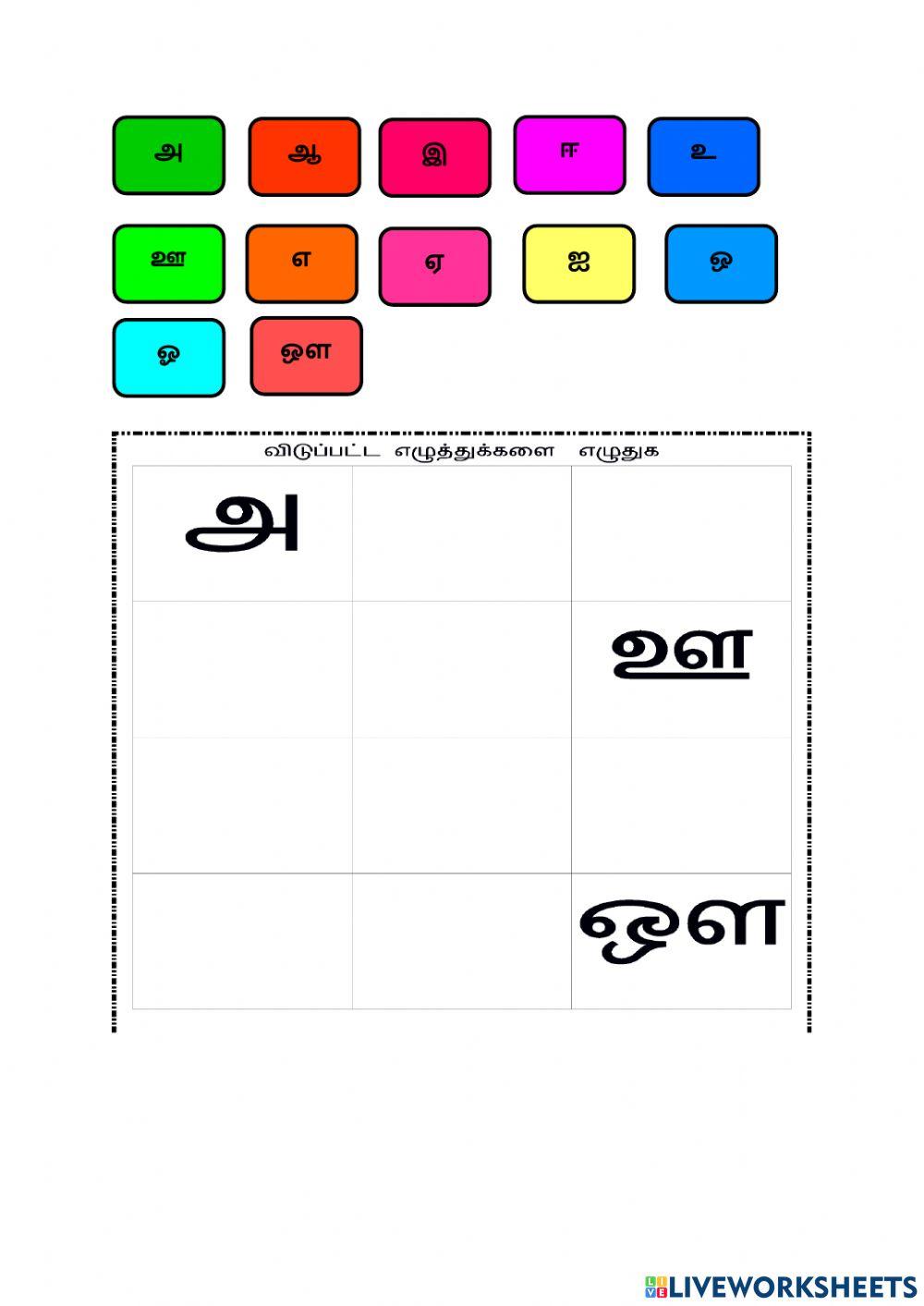 உயிர் எழுத்துகள் , மெய் எழுத்துகள்