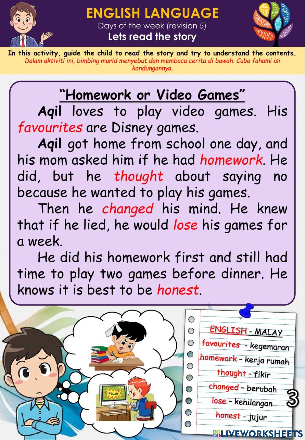 Days of the week (Revision 5) - reading comprehension -match and write