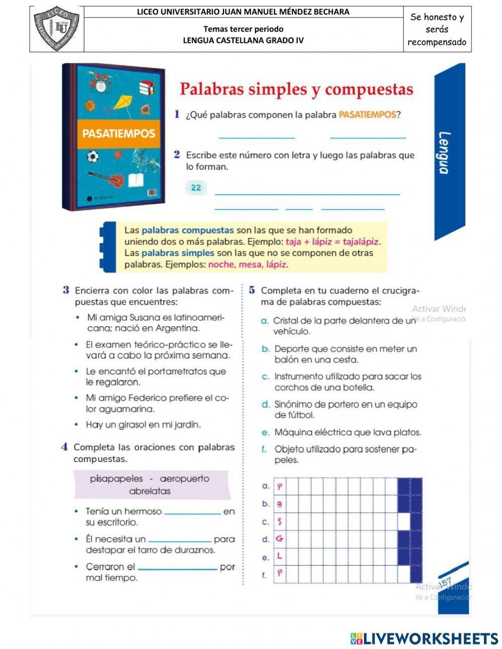 Palabras simples y compuesta