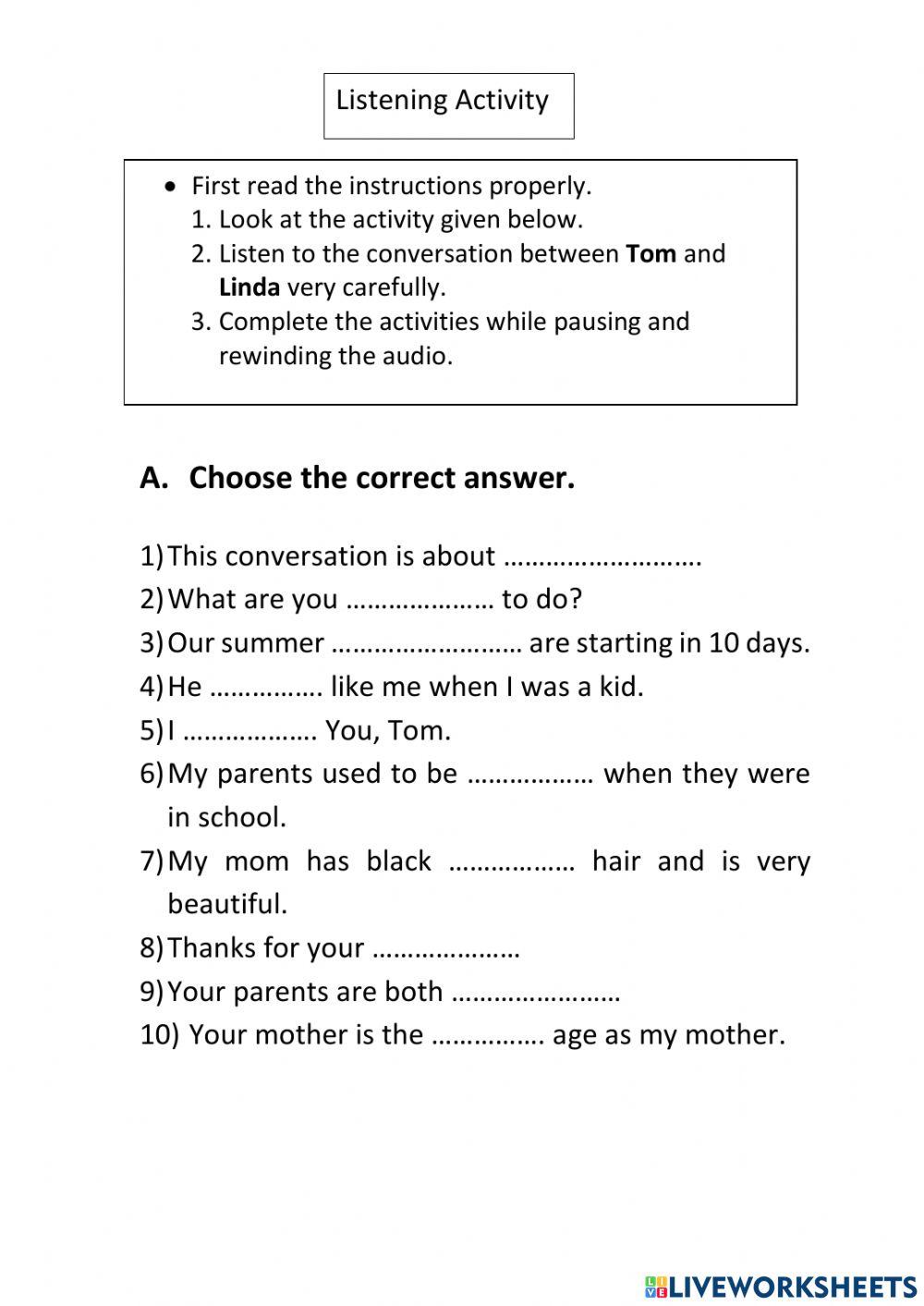 Relationships English as a Second Language (ESL) exercise | Live Worksheets