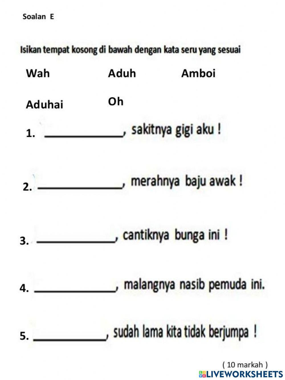 Kata seru tahun 1 Kata seru tahun 1