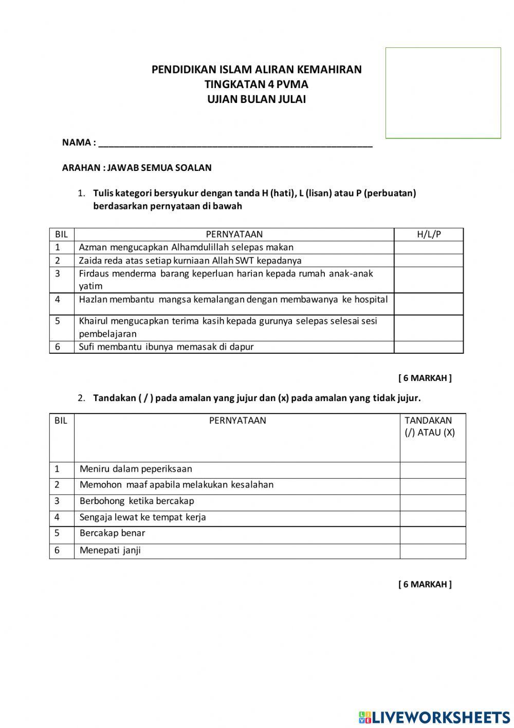 Ujian pra pvma tingkatan 4