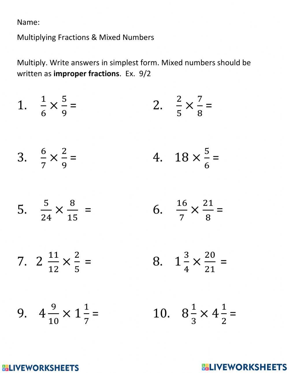 Multiplying Fractions