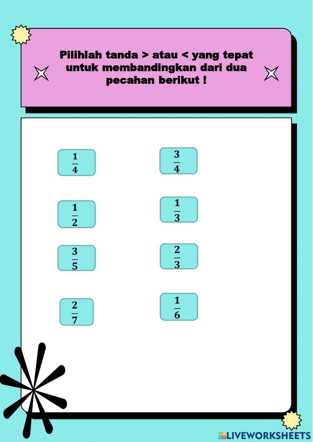 Membandingkan pecahan