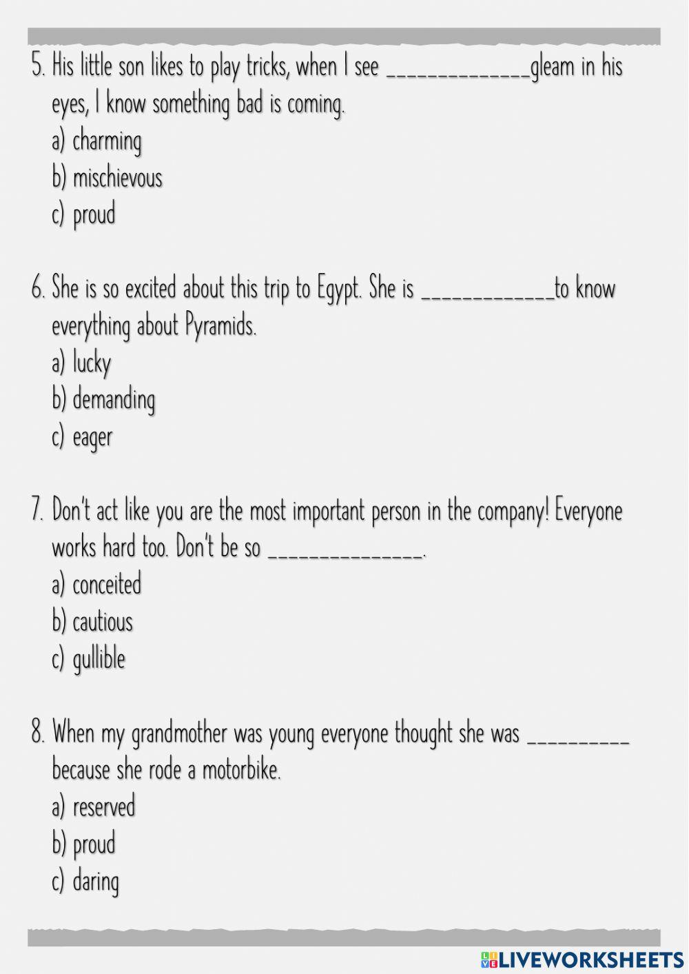 Character and personality 2