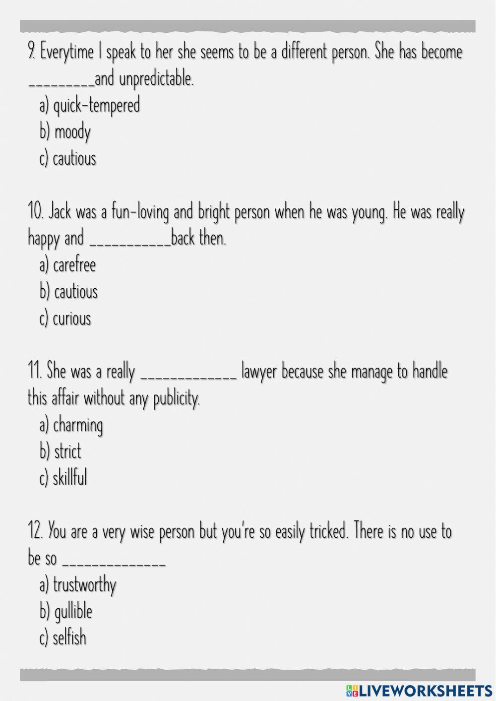 Character and personality 2