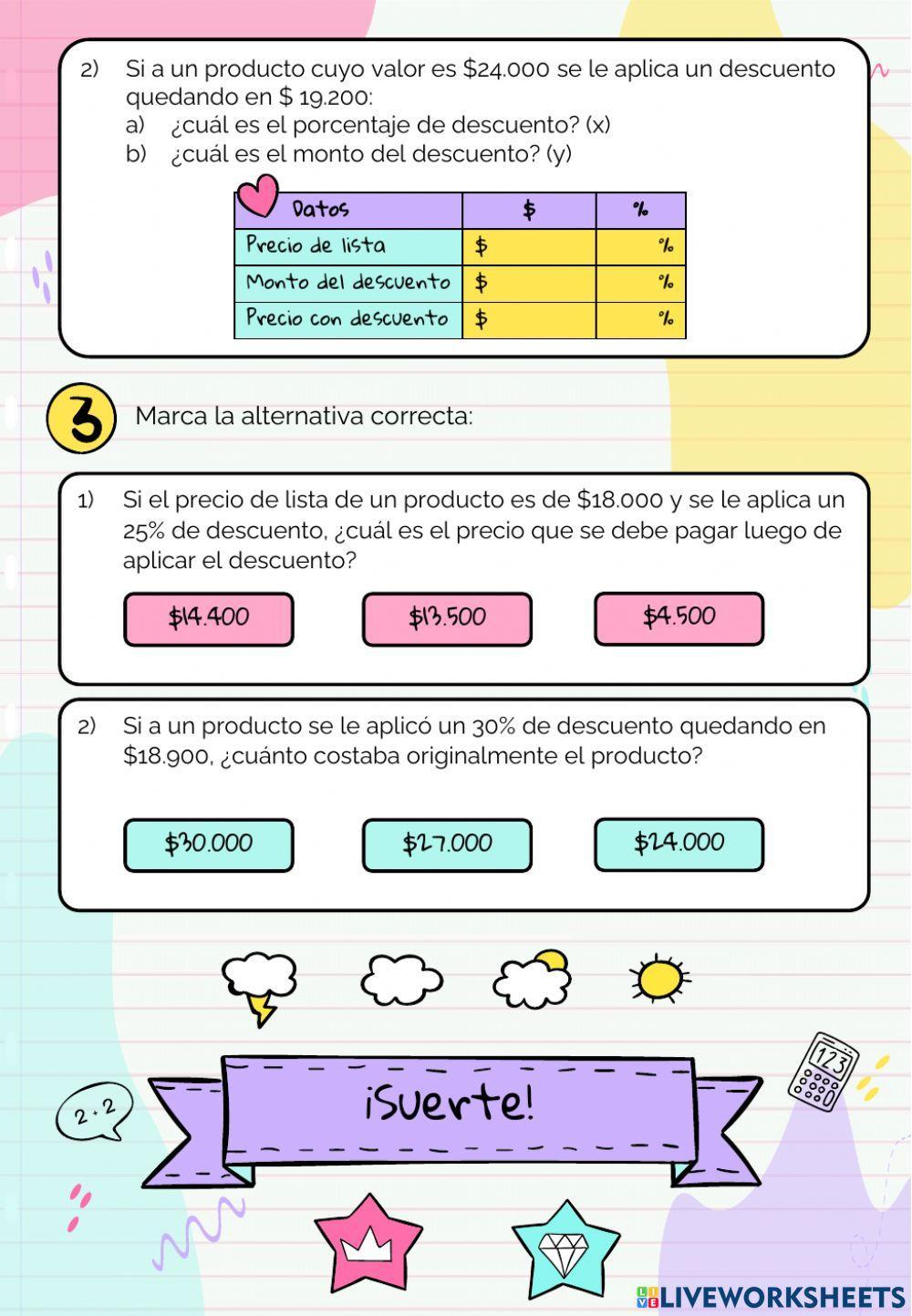 Ficha 3 - Problemas de porcentajes