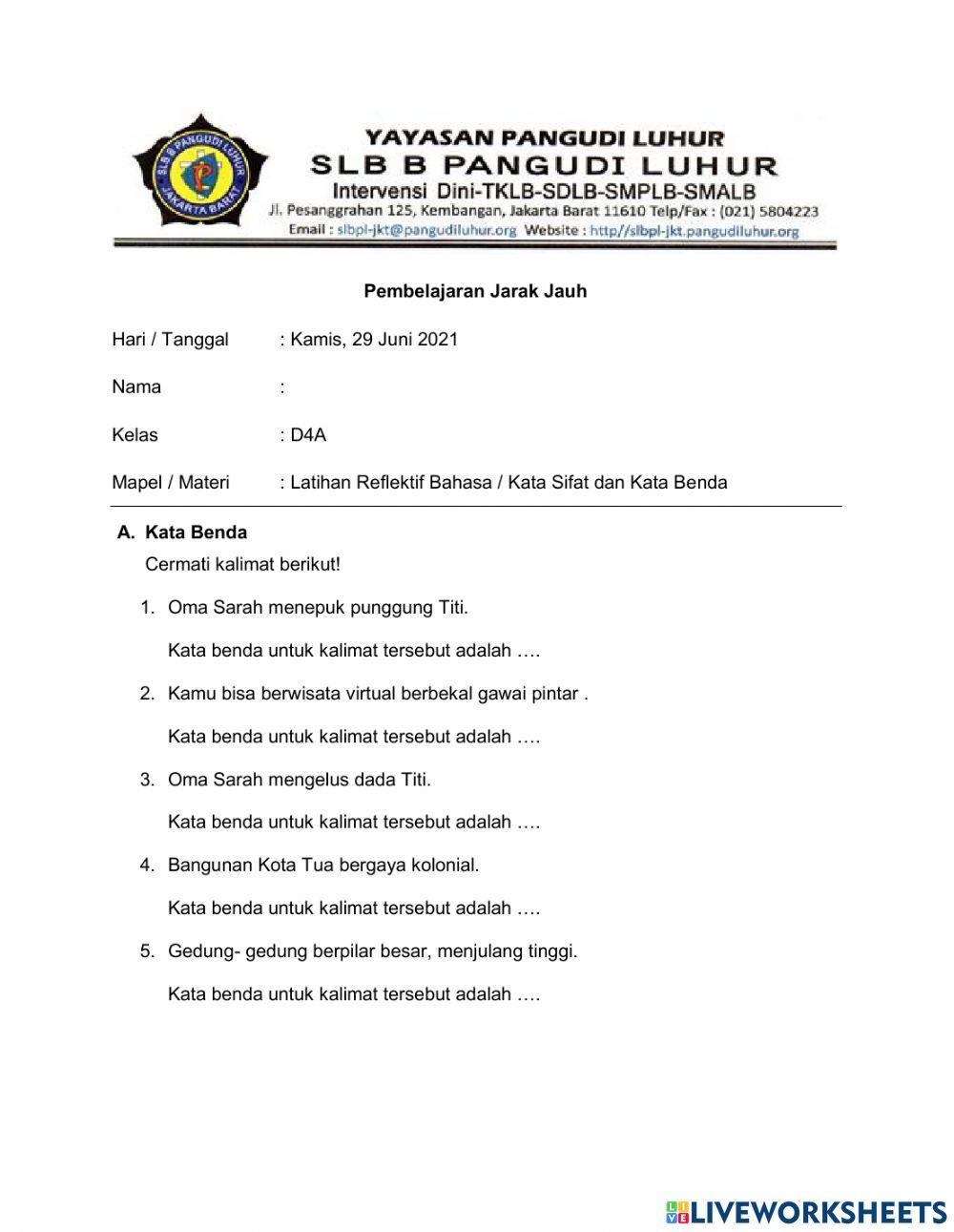 Kata Sifat dan Kata Benda